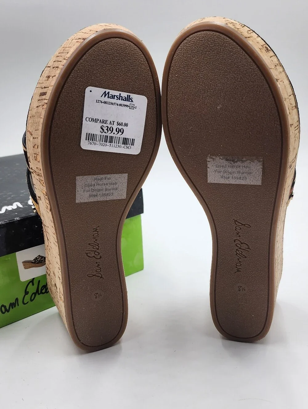 sam edelman Reid Leopard Print Cork Wedge Size 8 1/2 M read description